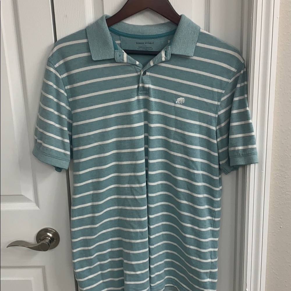 Teal striped Banana Republic polo in large